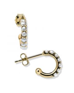 Jac+Jo Women's Modern Pearl Mini Pave Huggies Earring