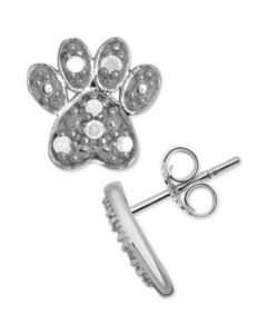 Diamond Dog Paw Stud Earrings (1/10 ct. t.w.) in Sterling Silver