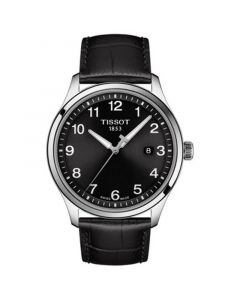 Men's Swiss Gent XL Black Leather Strap Watch 42mm