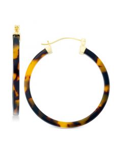 Tortoiseshell-Look Lucite Hoop Earrings in 18k Gold over Sterling Silver