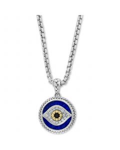 EFFY® Multi-Gemstone & Diamond (1/10 ct. t.w.) Evil Eye 22" Pendant Necklace in Sterling Silver & 14k Gold