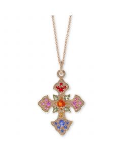 EFFY® Multi-Gemstone 18" Cross Pendant Necklace (3 ct. t.w.) in 14k Gold