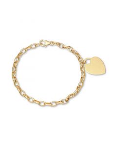 Heart Pendant Chain Bracelet in 10k Gold