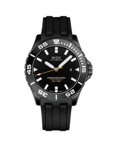 Men's Swiss Automatic Chronometer Ocean Star Diver 600 Black Rubber Strap Watch 43.5mm