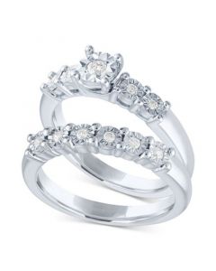 Diamond Bridal Set (1/5 ct. t.w.) in Sterling Silver