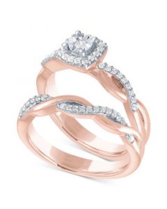 Diamond Bridal Set (1/4 ct. t.w.) in 14k Rose Gold Over Sterling Silver