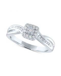 Diamond Square Cluster Promise Ring (1/10 ct. t.w.) in Sterling Silver