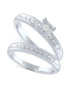 Diamond Bridal Set (1/10 ct. t.w.) in Sterling Silver