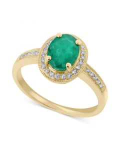 Emerald (1-1/10 ct. t.w.) & Diamond (1/8 ct. t.w.) Ring in 14k Gold