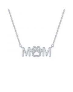 Diamond "Mom" Paw 18" Pendant Necklace (1/10 ct. t.w.) in Sterling Silver