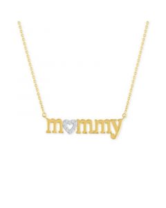 Diamond "Mommy" 18" Pendant Necklace (1/10 ct. t.w.) in 14k Gold Over Sterling Silver