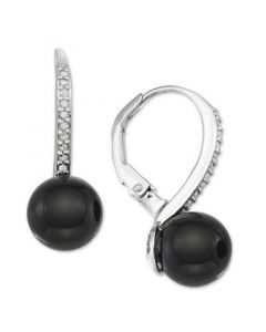 Onyx & Diamond (1/10 ct. t.w.) Drop Earrings in Sterling Silver