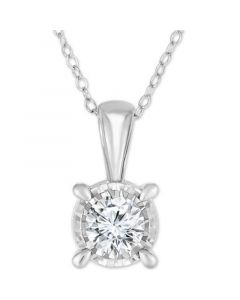 Diamond Solitaire 18" Pendant Necklace (3/4 ct. t.w.) in 14k White Gold