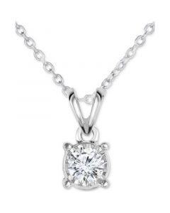 Diamond Solitaire 18" Pendant Necklace (1/4 ct. t.w.) in 14k White Gold