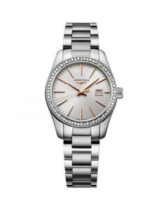 Women's Swiss Conquest Classic Diamond (5/8 ct. t.w.) Stainless Steel Bracelet Watch 29mm