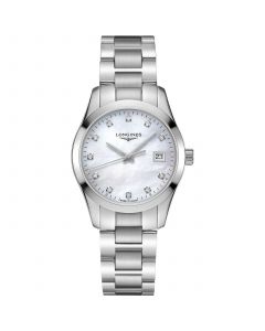 Women's Swiss Conquest Classic Diamond-Accent Stainless Steel Bracelet Watch 34mm