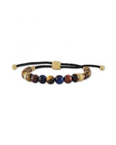 Multicolor Tiger's Eye Bead Bolo Bracelet in 14k Gold-Plated Sterling Silver, Created for Macy's