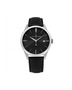 Alexander Watch A911-01, Stainless Steel Case on Black Embossed Genuine Leather Strap