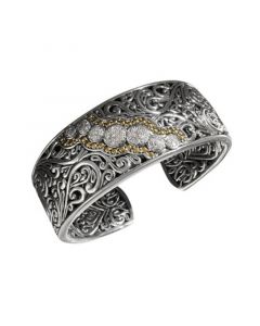 Balissima by EFFY® Diamond Round Swirl Diamond Cuff (1/4 ct. t.w.) in 18k Gold and Sterling Silver