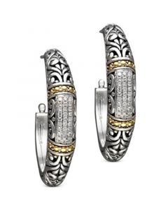 Balissima by EFFY® Diamond Hoop Earrings (1/4 ct. t.w.) in 18k Gold and Sterling Silver