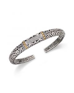 Balissima by EFFY® Diamond Swirl Bangle (1/6 ct. t.w.)  in 18k Gold and Sterling Silver