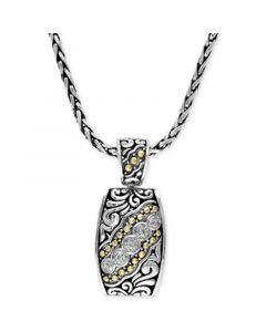 Balissima by EFFY® Diamond Etched Pendant (1/10 ct. t.w.) in Sterling Silver and 18k Gold