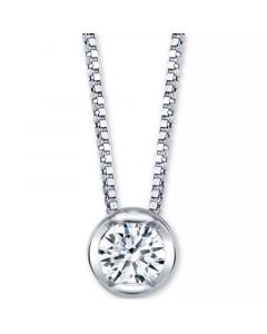 Diamond Bezel Solitaire 18" Pendant Necklace (1/10 ct. t.w.) in 14k White or Yellow Gold