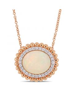 Opal (5 ct. t.w.) and Diamond (1/4 ct. t.w.) 17" Necklace in 14k Rose Gold