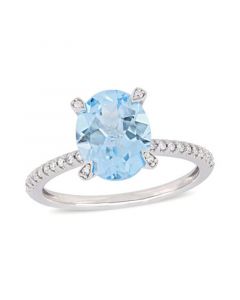 Blue Topaz (3-3/4 ct.t.w.) and Diamond (1/10 ct.t.w.) Ring in 10k White Gold