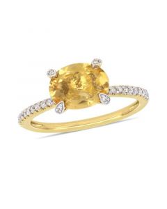 Citrine (1-5/8 ct.t.w.) and Diamond (1/10 ct.t.w.) Ring in 10k Yellow Gold