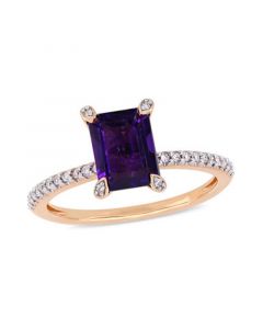 Amethyst (1-1/2 ct.t.w.) and Diamond (1/10 ct.t.w.) Ring in 10k Rose Gold