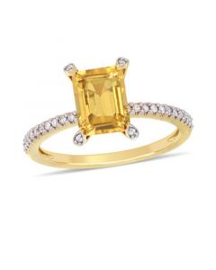 Citrine (1-1/2 ct.t.w.) and Diamond (1/10 ct.t.w.) Ring in 10k Yellow Gold