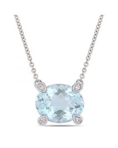 Aquamarine (2-1/10 ct. t.w.) and Diamond Accent 17" Necklace in 10k White Gold