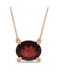 Garnet (3 ct. t.w.) and Diamond Accent 17" Necklace in 10k Rose Gold