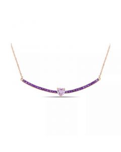 Amethyst (1-1/10 ct. t.w.) Heart Bar 17" Necklace in 10k Rose Gold