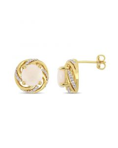 Opal (2-1/2 ct. t.w.) and White Topaz (1/4 ct. t.w.) Swirl Halo Stud Earrings in 18k Gold over Sterling Silver