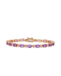 Amethyst (7-1/5 ct.t.w.) with Diamond Accent Tennis Bracelet in 18K Rose Gold over Sterling Silver