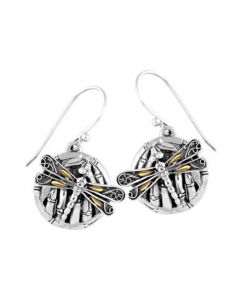 Sweet Dragonfly Love Potion Sterling Silver Earrings Embellished by 18K Gold Accents on 4 Strips of Dragonfly's Wings