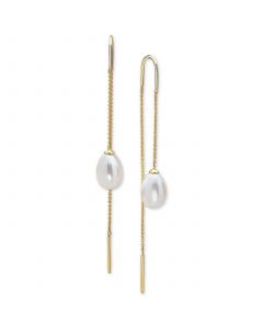 EFFY® Cultured Freshwater Pearl (10 x 7mm) Threader Earrings in 14k Gold