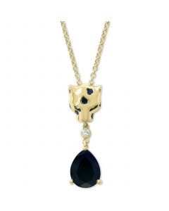 EFFY® Multi-Gemstone & Diamond Accent Panther Head 18" Pendant Necklace in 14k Gold