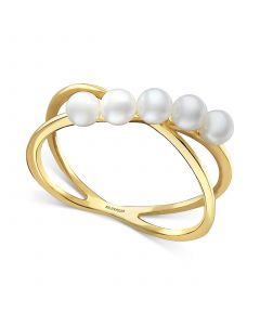 EFFY® Cultured Freshwater Pearl (3mm) Crisscross Ring in 14k Gold