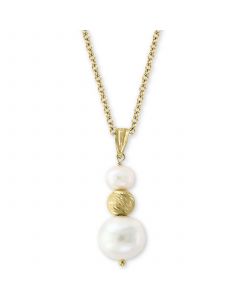 EFFY® Cultured Freshwater Pearl (5-1/2 & 10mm) 18" Pendant Necklace in 14k Gold