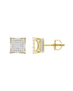 Men's Diamond (1/4 ct.t.w.) Square Earring Set in 10k Yellow Gold