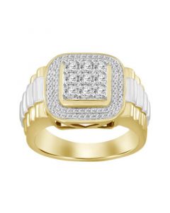 Men's Diamond (1/4 ct.t.w.) Ring in 10k Yellow and White Gold