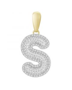 Diamond (3/8 ct.t.w.) Initial Pendant in 14k Yellow Gold