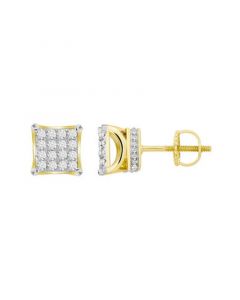 Men's Diamond (3/4 ct.t.w.) Square Earring Set in 10k Yellow Gold