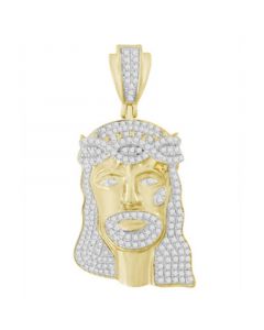 Men's Diamond (1/2 ct.t.w.) Christ Head Pendant in 10k Yellow Gold