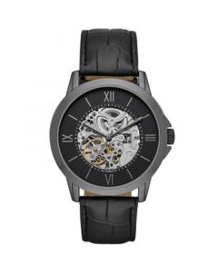 Mens Black Strap Automatic Watch 44mm