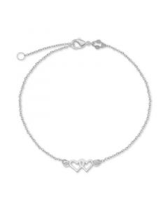 Double-Heart Chain Ankle Bracelet in Sterling Silver