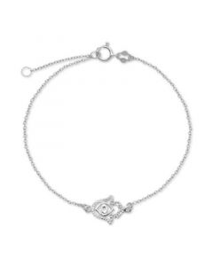 Hamsa Hand Chain Ankle Bracelet in Sterling Silver